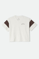 Women's Brixton Boxy Cropped Football T-Shirt in the color Off White - Front Product View