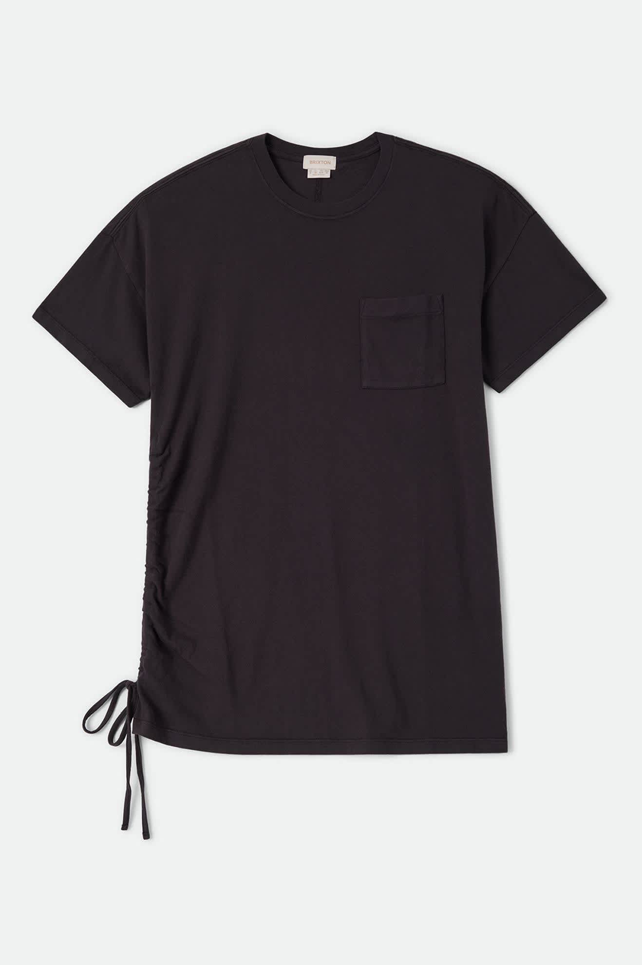 Women's Carefree Organic Garment Dye T-Shirt Dress in the color Black - Front Product View