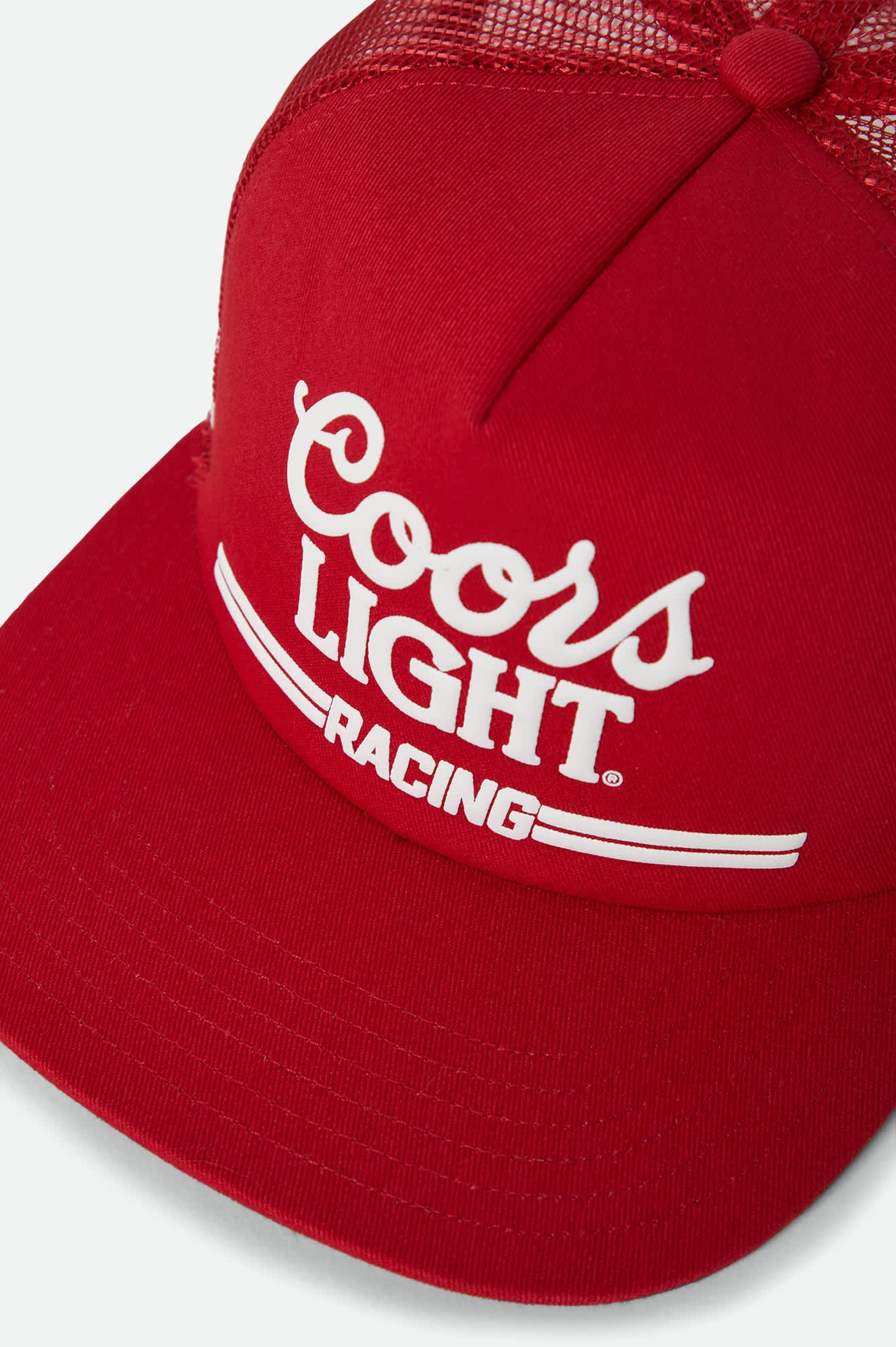 Unisex Coors Light Racing Trucker Hat in the color Coors Red/White - Additional Laydown image