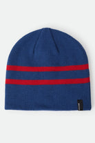 Unisex Skully Beanie in the color Navy/Red Stripe - Front Product View