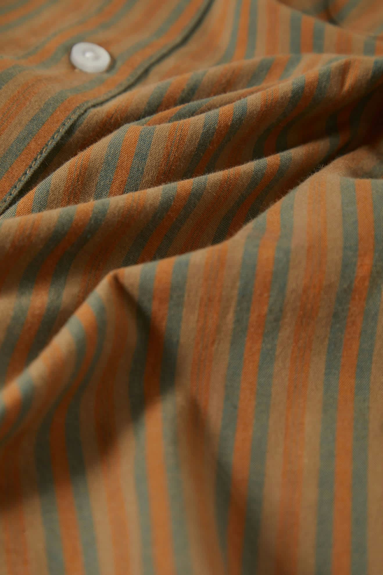 Men's Charter Stripe S/S Shirt in the color Rustic Caramel/Night Sage - Additional Laydown image