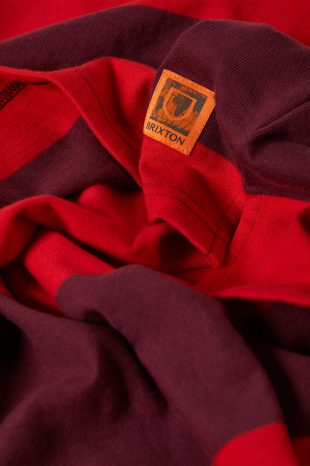 Men's Union Heavyweight Rugby Polo in the color Adrenaline Rush/Port - Additional Laydown image