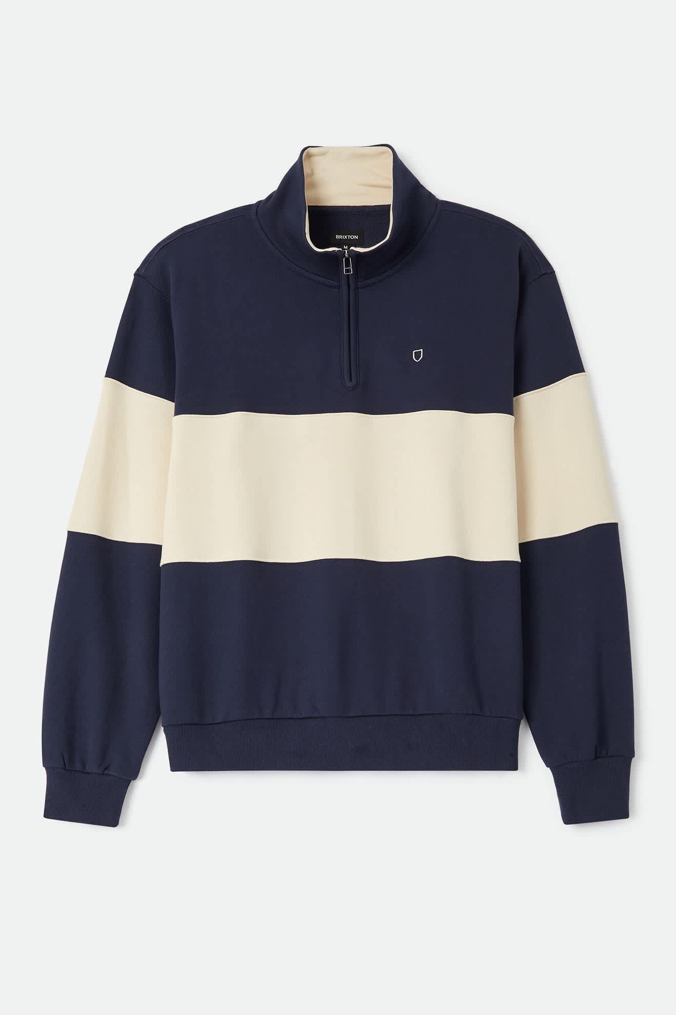 Men's Danville Quarter Zip Fleece in the color Navy/Whitecap - Front Product View