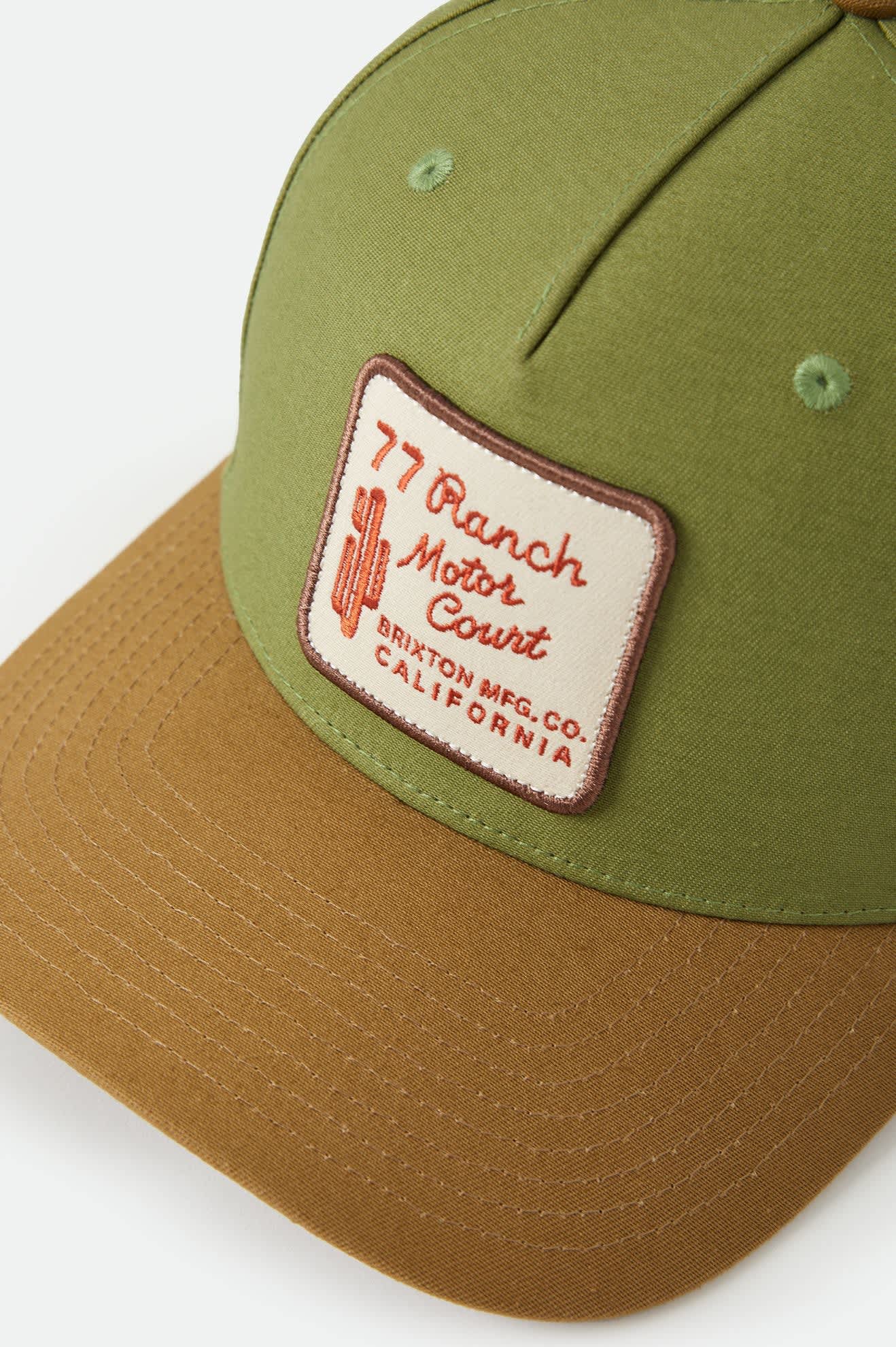 Unisex Ranch Moto Court Snapback in the color Sublime Green/Dusted Ochre - Additional Laydown image