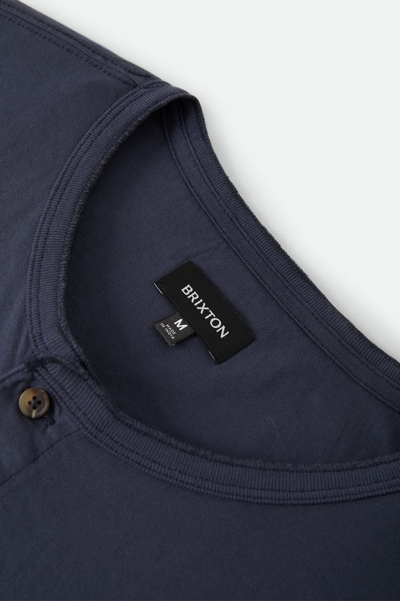 Men's Brixton Baseline Henley T-Shirt in the color Washed Navy Vintage Wash - Additional Laydown image