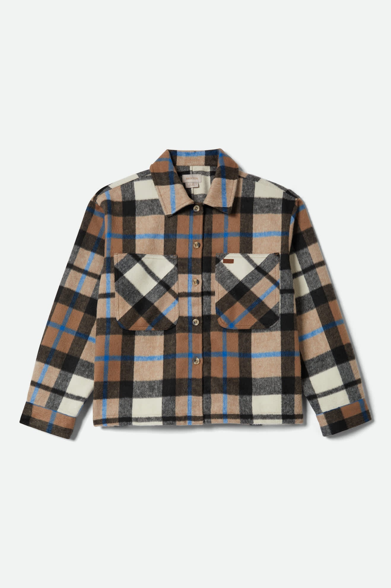 Women's Bowery Women's Soft Brushed Flannel in the color Washed Black/Sand - Front Product View