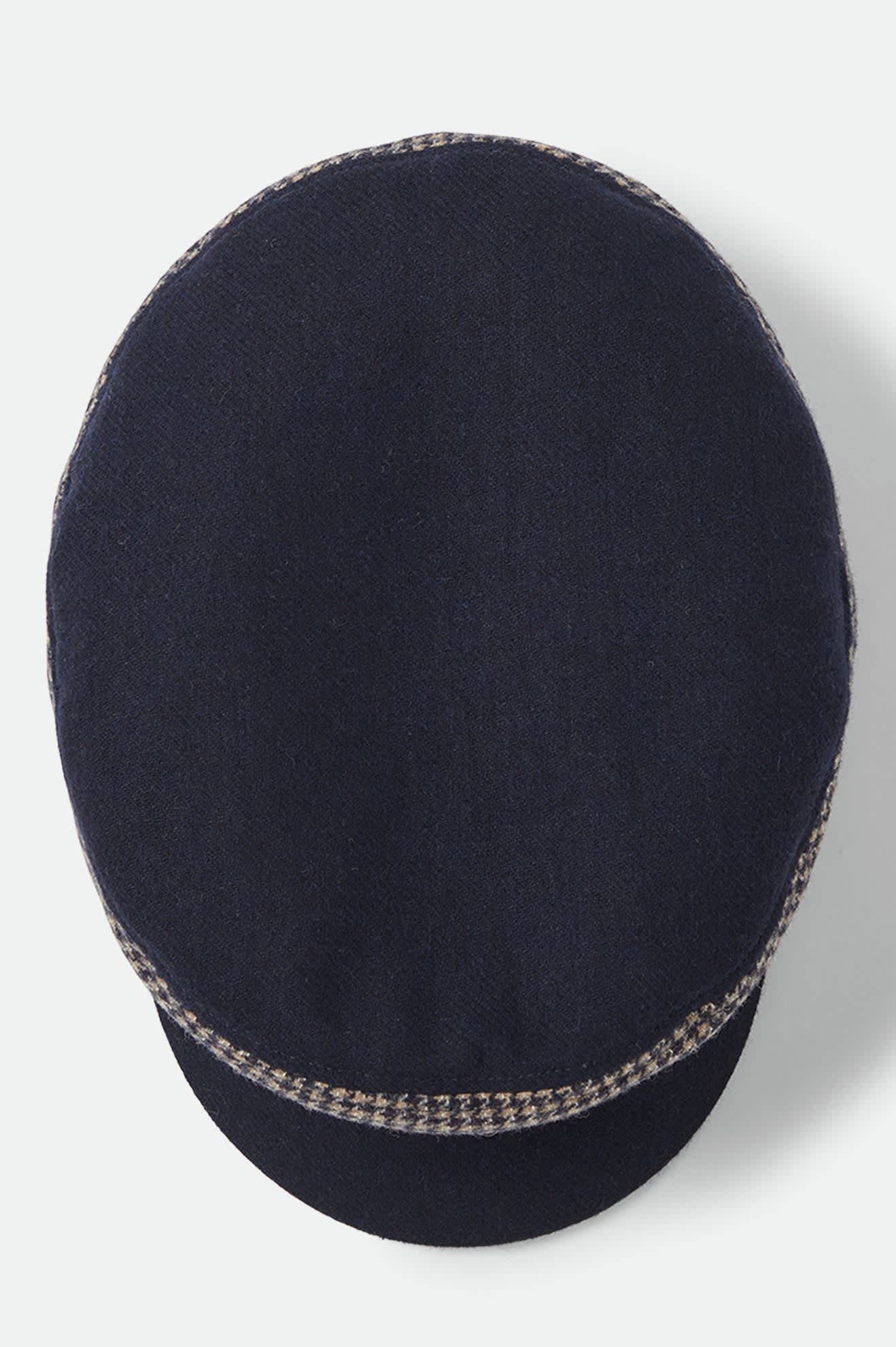 Unisex Fiddler Fisherman Cap in the color Navy/Sand Houndstooth - Additional Laydown image
