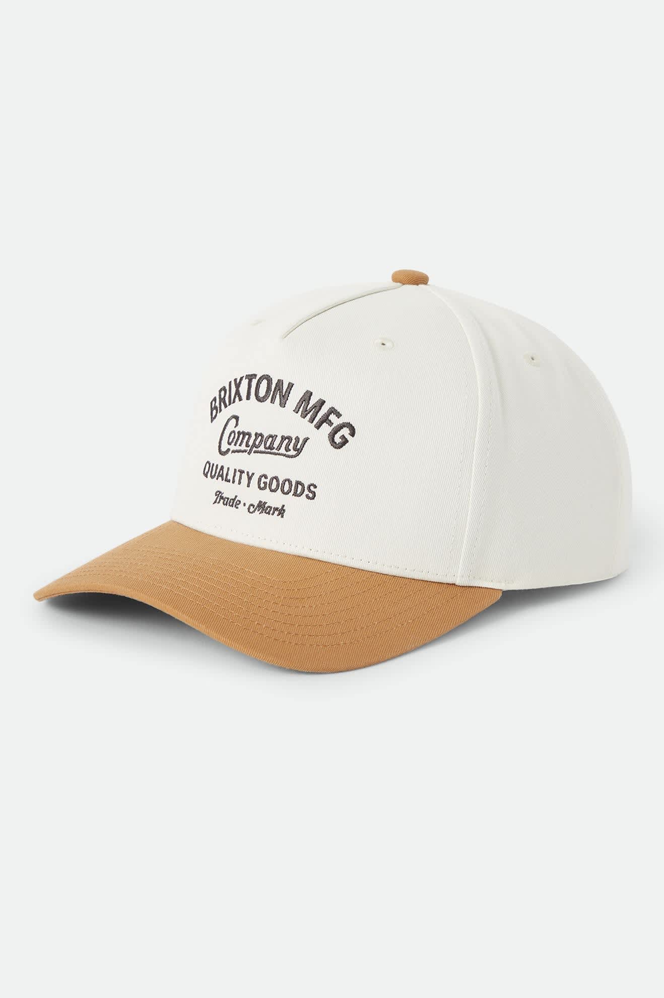 Unisex Stratton Snapback in the color Off White/Caramel - Front Product View