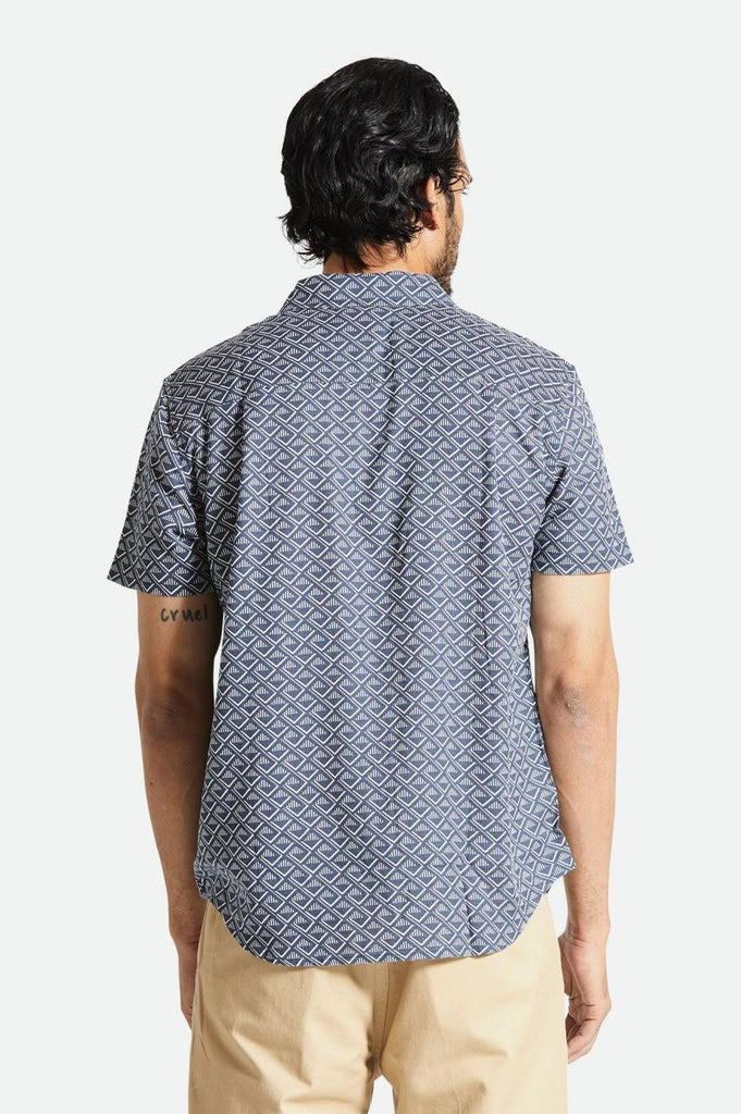 Brixton Charter Print S/S Woven Shirt - Washed Navy/White Tile