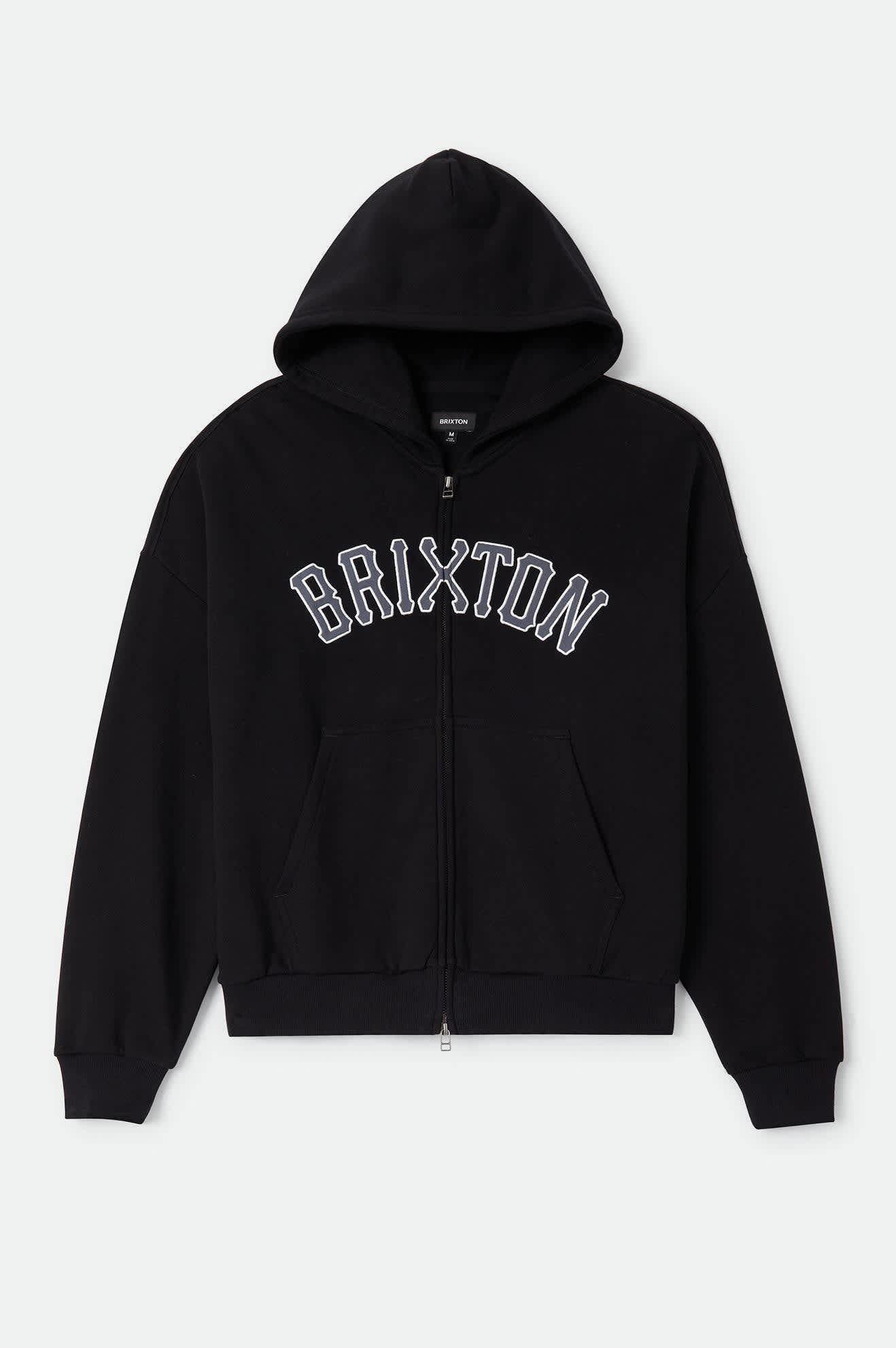 Men's Dugout Zip Hood Fleece in the color Black/Grey - Front Product View
