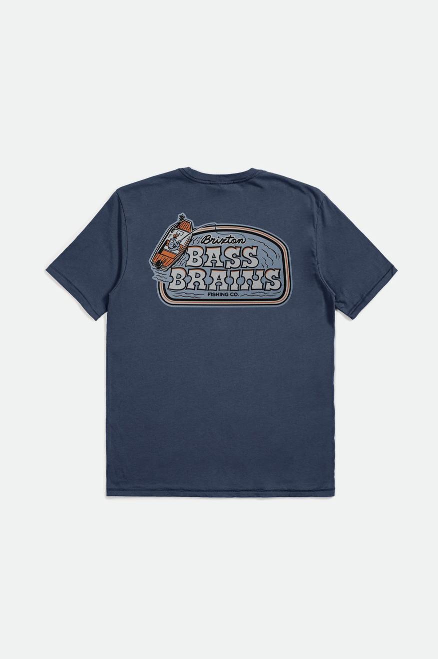 Bass Brains Boat S/S Standard Tee - Washed Navy – Brixton
