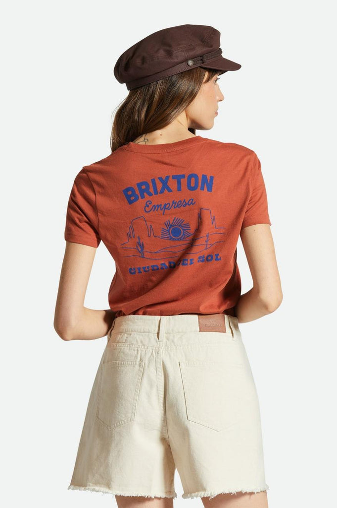 Brixton Empresa Fitted Crew Tee - Terracotta