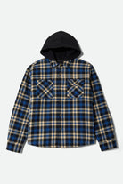Men's Bowery Quilited Hooded Flannel in the color Navy/Cream - Front Product View
