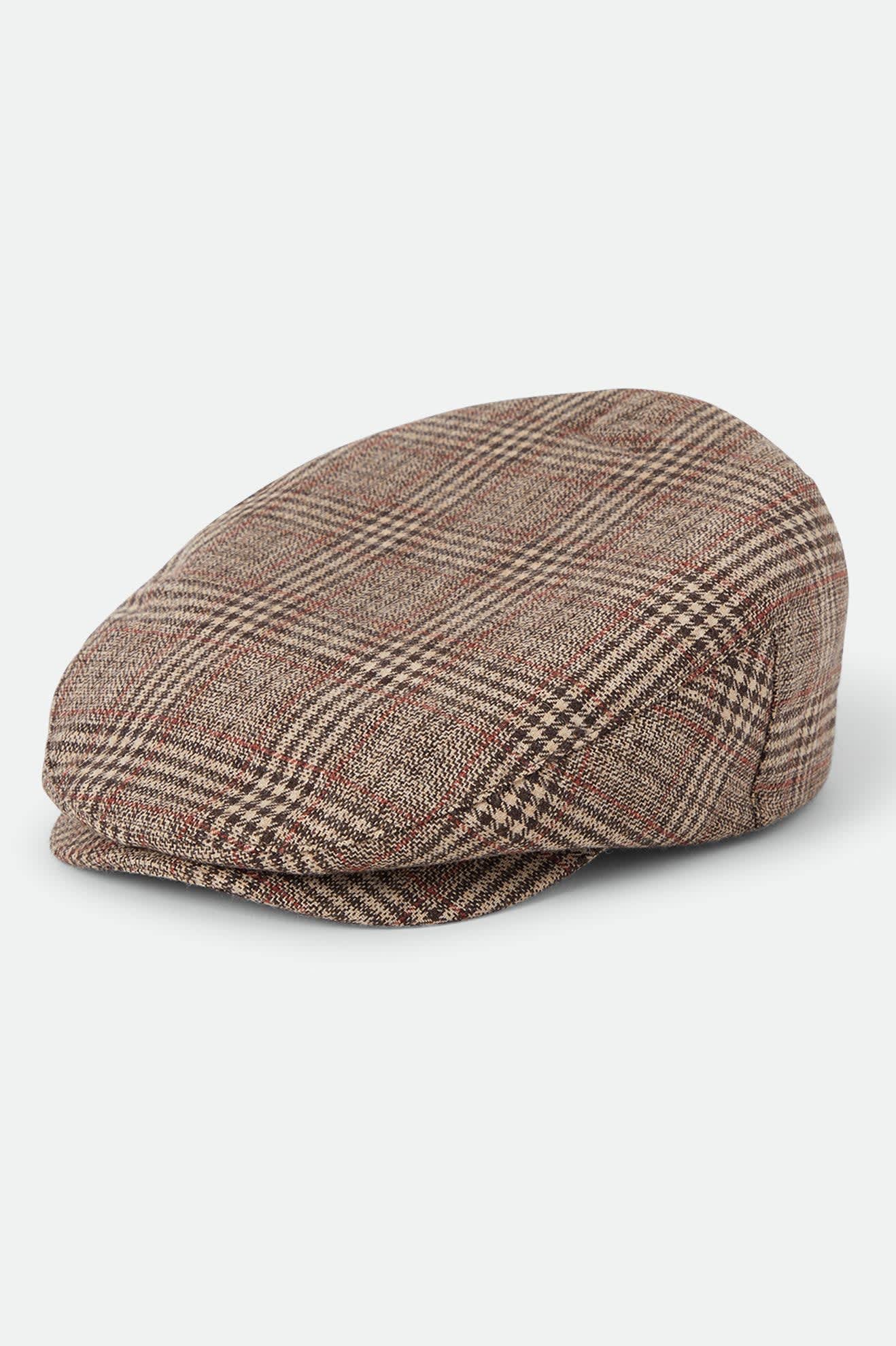 Unisex Hooligan Flat Cap in the color Brown/Tan/Red Plaid - Front Product View