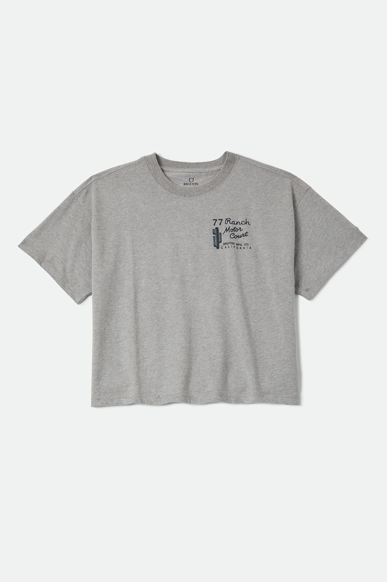 Women's Ranch Motor Court Boxy Crop Top in the color Heather Grey - Front Product View