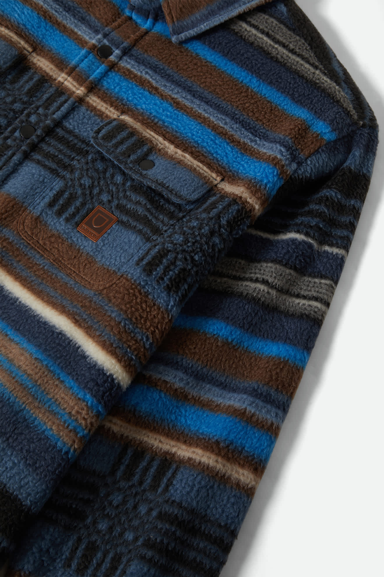 Men's Bowery Arctic Stretch Fleece in the color Mood Indigo Blanket Stripe - Additional Laydown image