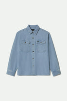 Men's Herringbone Relaxed L/S Overshirt in the color Light Wash Denim Herringbone - Front Product View