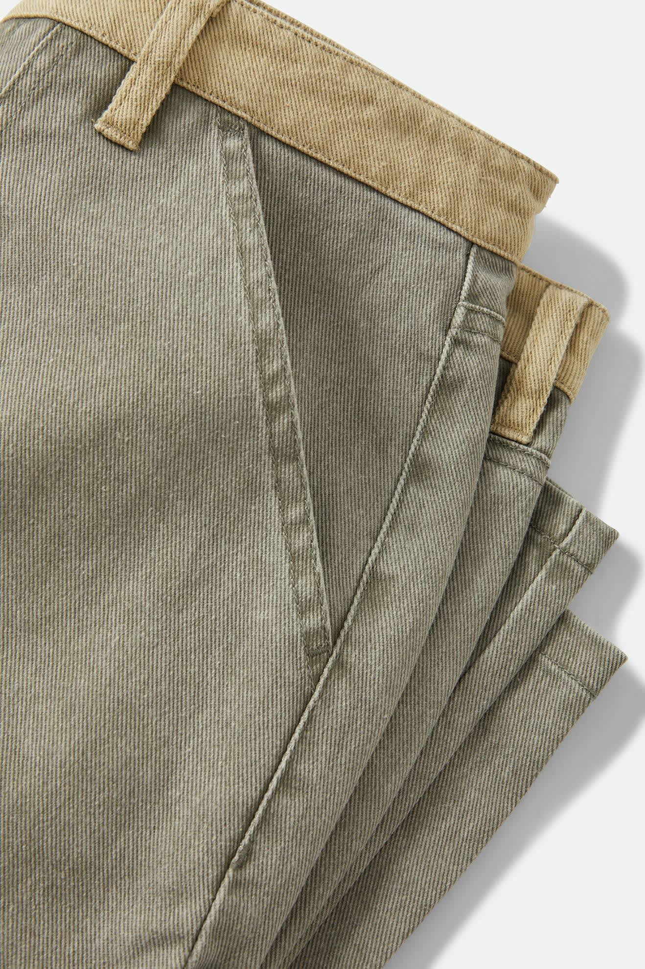 Women's Essex Patchwork Painter Pant in the color Vintage Olive Patchwork - Additional Laydown image