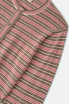 Women's Bixby Lightweight Cardigan in the color Green Multi Stripe - Additional Laydown image