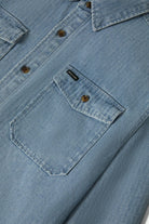 Men's Herringbone Relaxed L/S Overshirt in the color Light Wash Denim Herringbone - Additional Laydown image