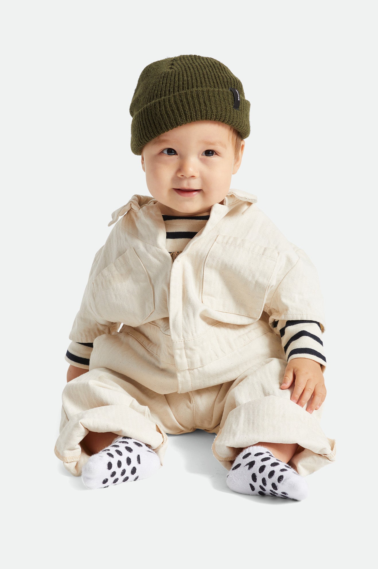 Brixton Baby Heist Beanie Hat in Military Olive