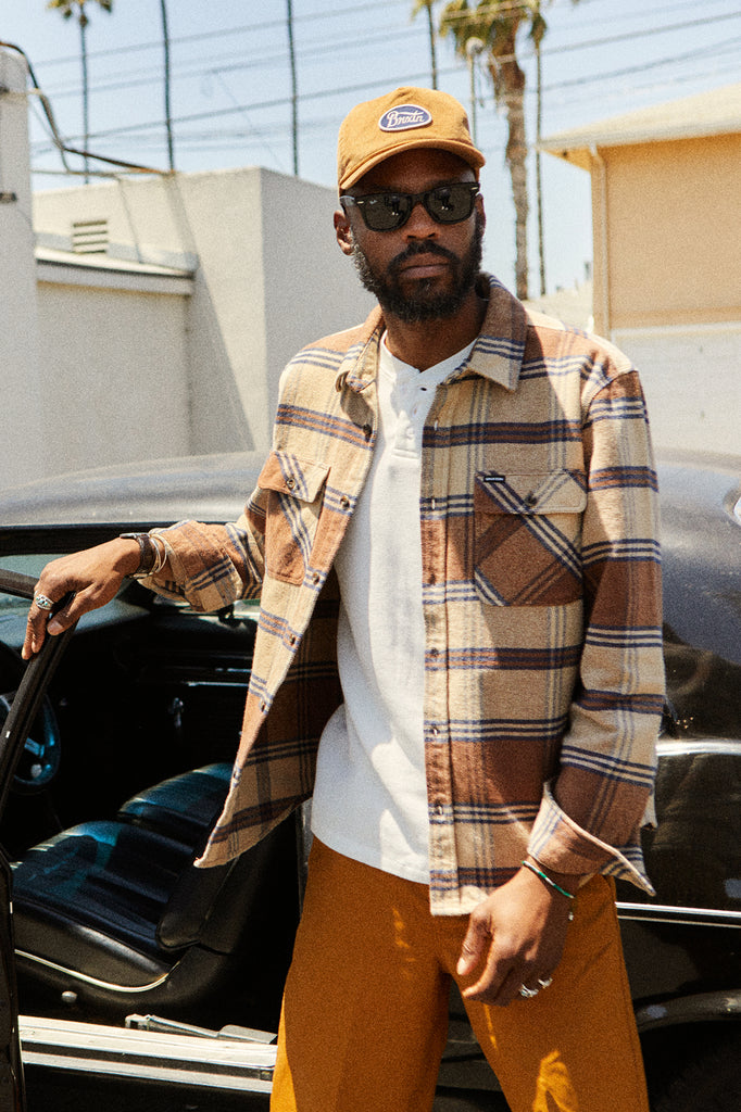 Brixton Bowery Heavyweight L/S Flannel - Sand/Bison