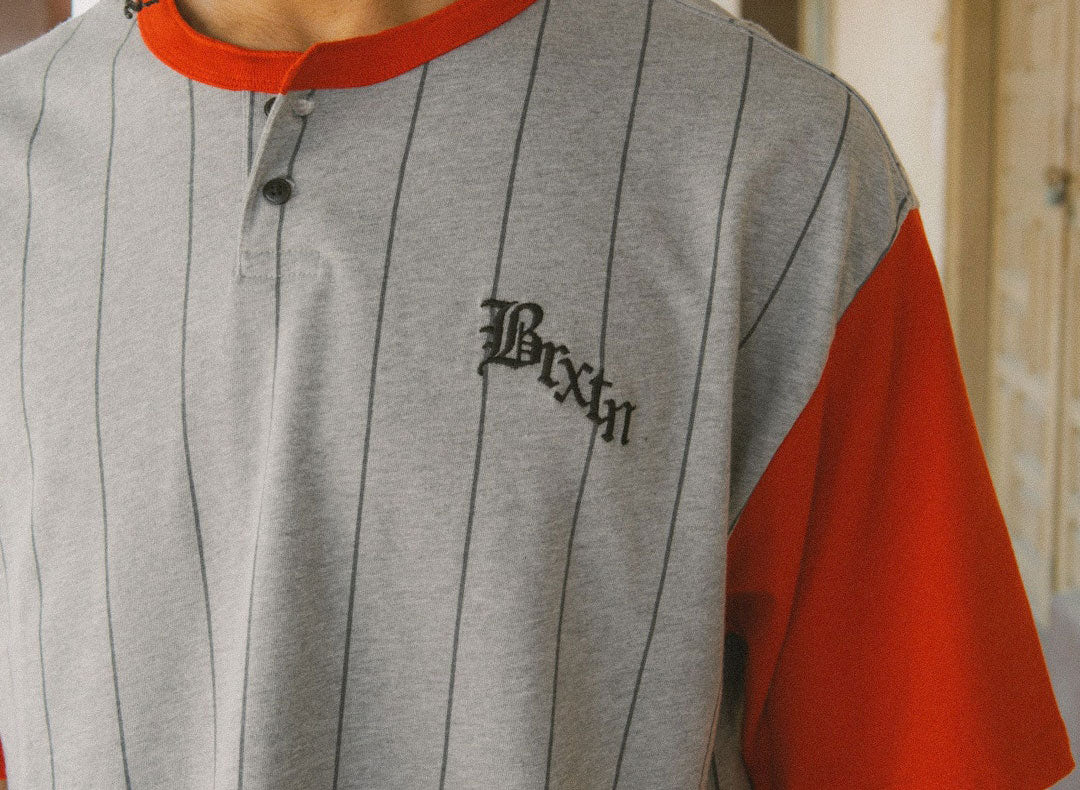 Men's Boxy Short Sleeve Baseball T-Shirt in Heather Grey