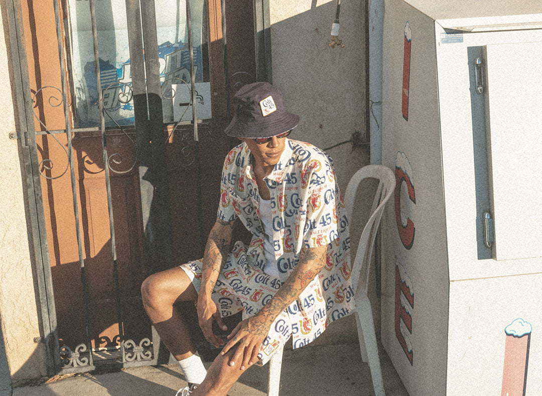 Unisex Colt 45 X Brixton Bucket Hat in Multi/Midnight Blue