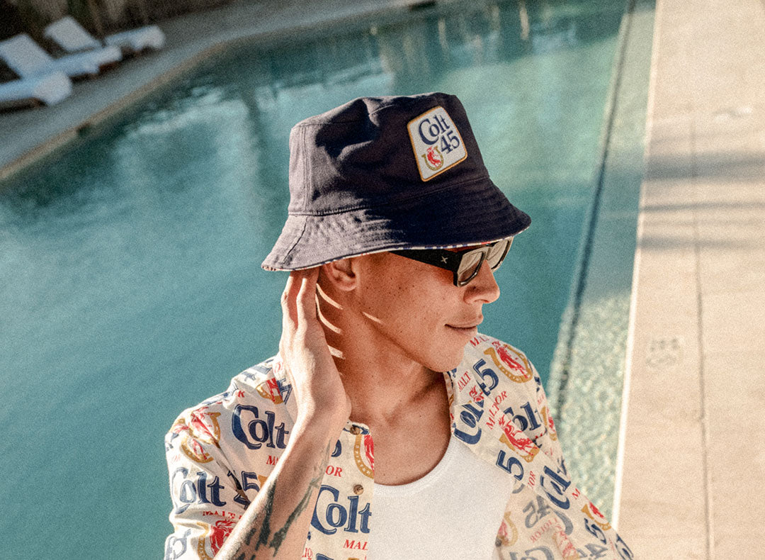 Unisex Colt 45 X Brixton Bucket Hat in Multi/Midnight Blue