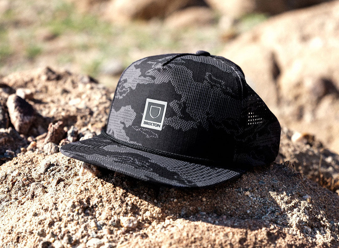 Unisex Journey Performance Snapback in Black Tiger Camo – Brixton