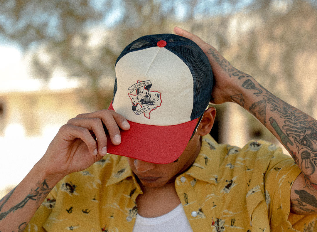 Unisex Lone Star X Brixton Trucker Hat in Red/White/Blue