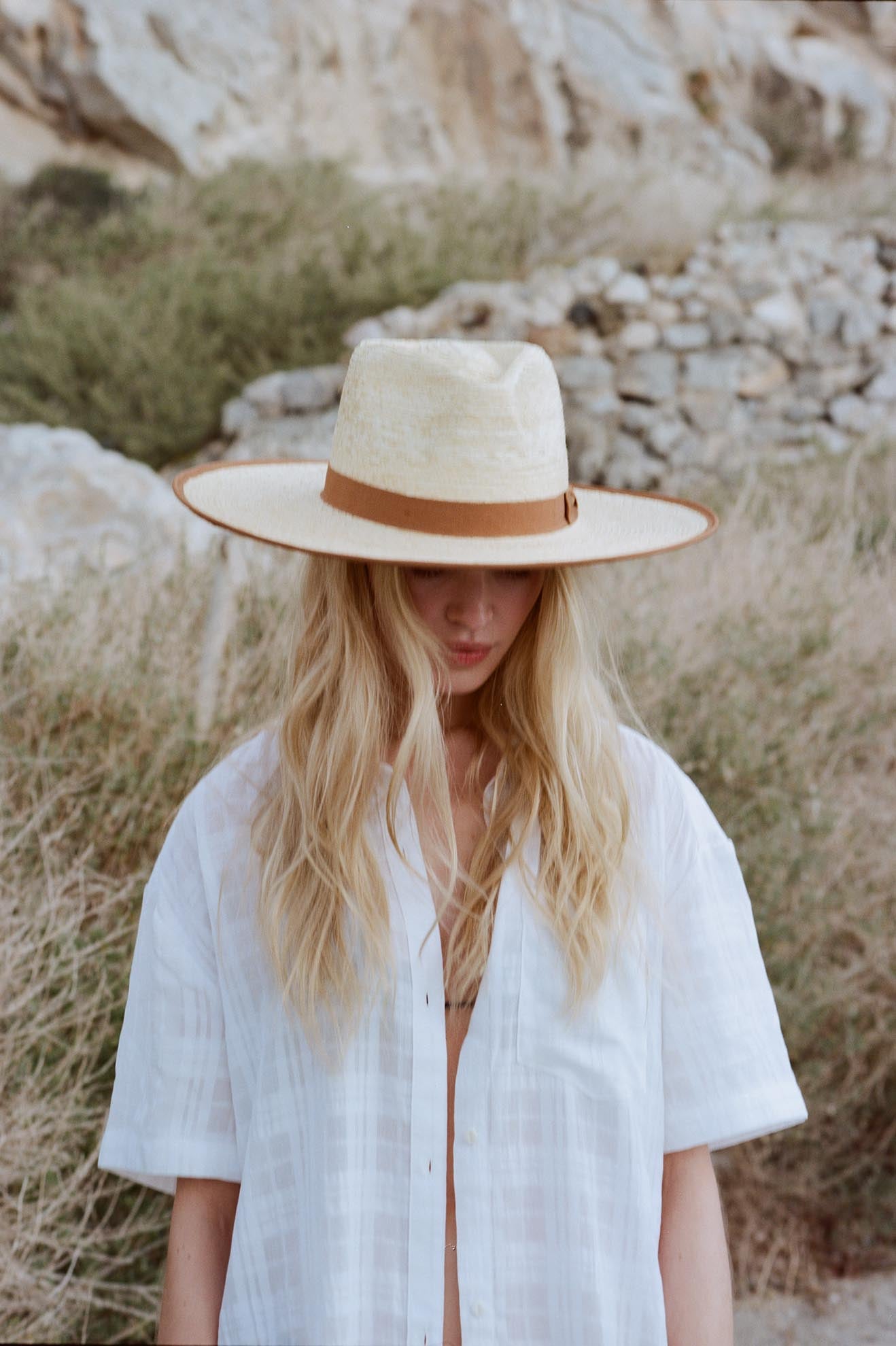 Straw Panama Hat in White for Women