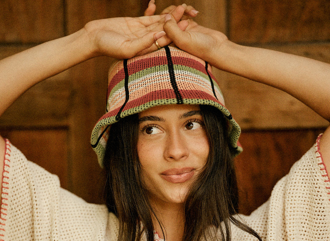 Women's Redding Knit Packable Hat in Peach Cobbler Multi Stripe