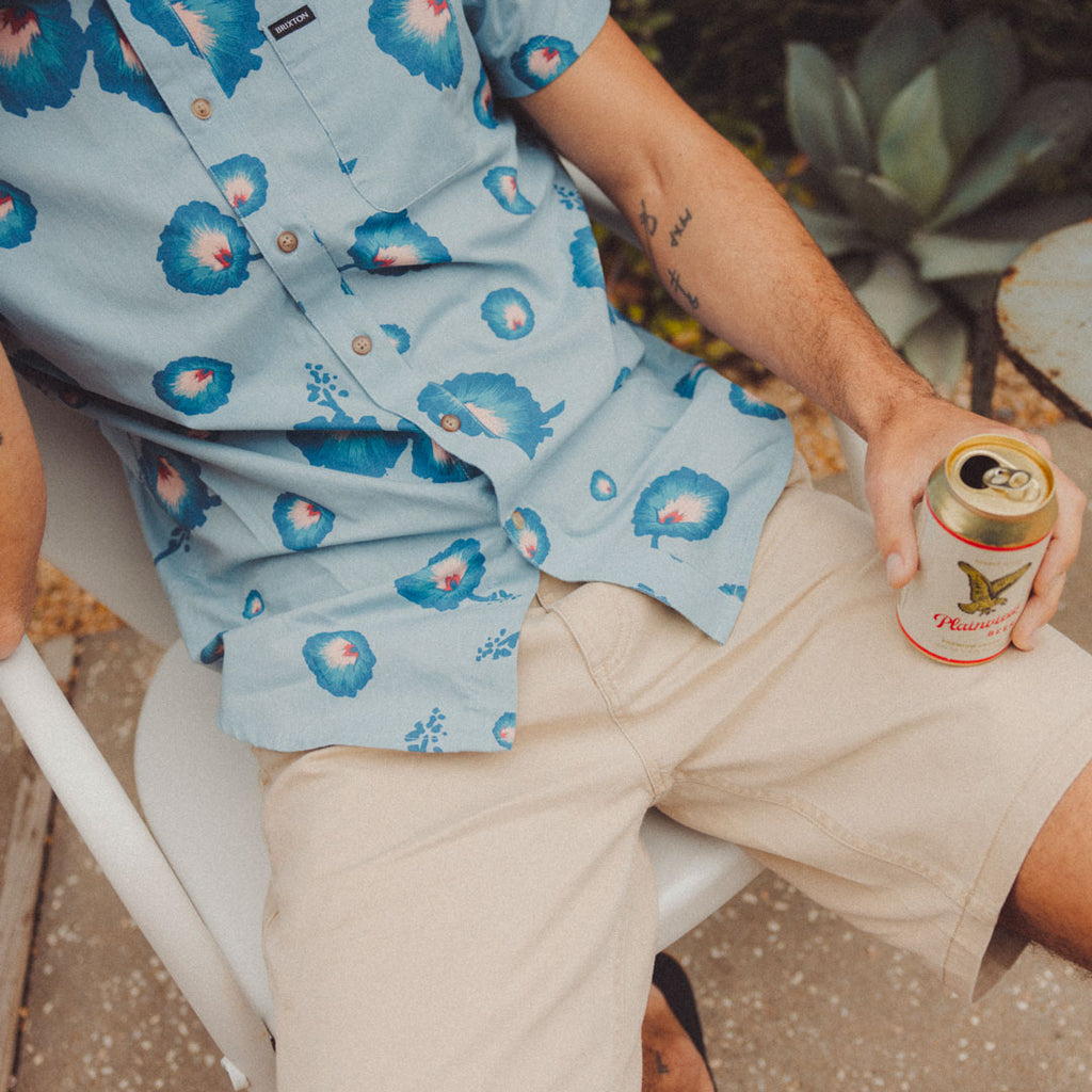 Party down in the latest men's woven tops and shorts