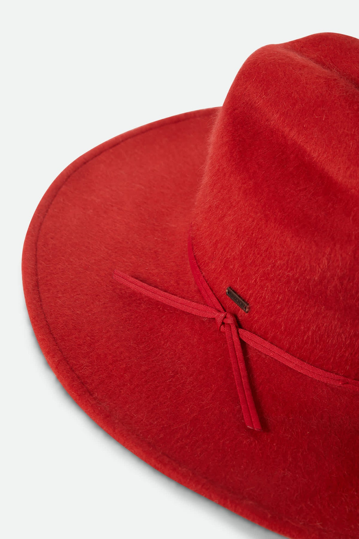 Brixton 100% Wool Bold Red Wide-Brim Felt Hat; Size 7 Red Large Brim Wool Felt Hat / Red Felt Side Rolled Brim  main image 3