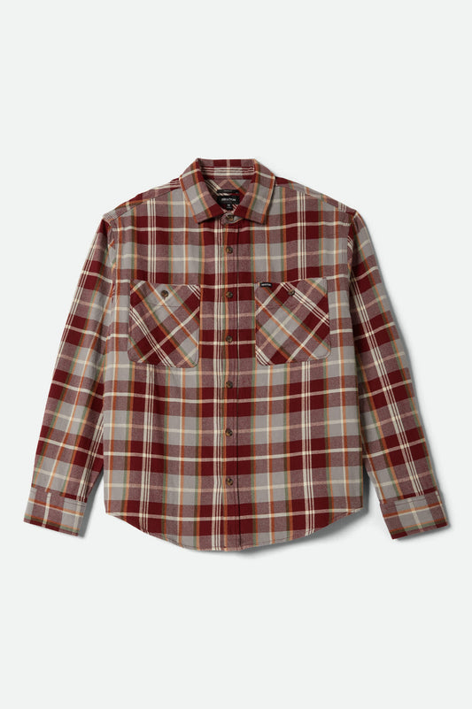 Brixton Vintage Wash Long Sleeve Flannel Shirt Maroon/Beige 2XL Brixton Vintage Wash Long Sleeve Flannel Shirt Maroon/Beige 2XL