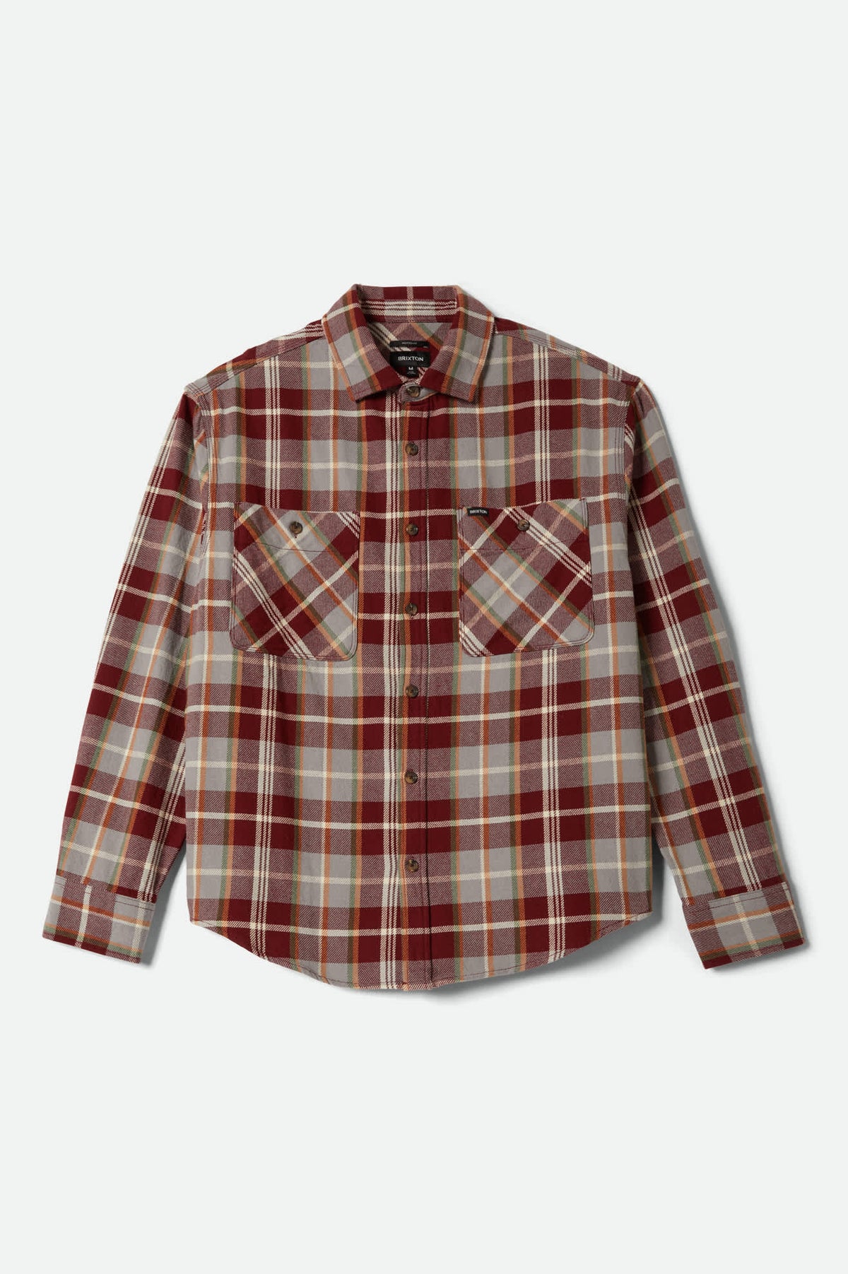 Brixton Vintage Wash Long Sleeve Flannel Shirt Maroon/Beige 2XL Brixton Vintage Wash Long Sleeve Flannel Shirt Maroon/Beige 2XL