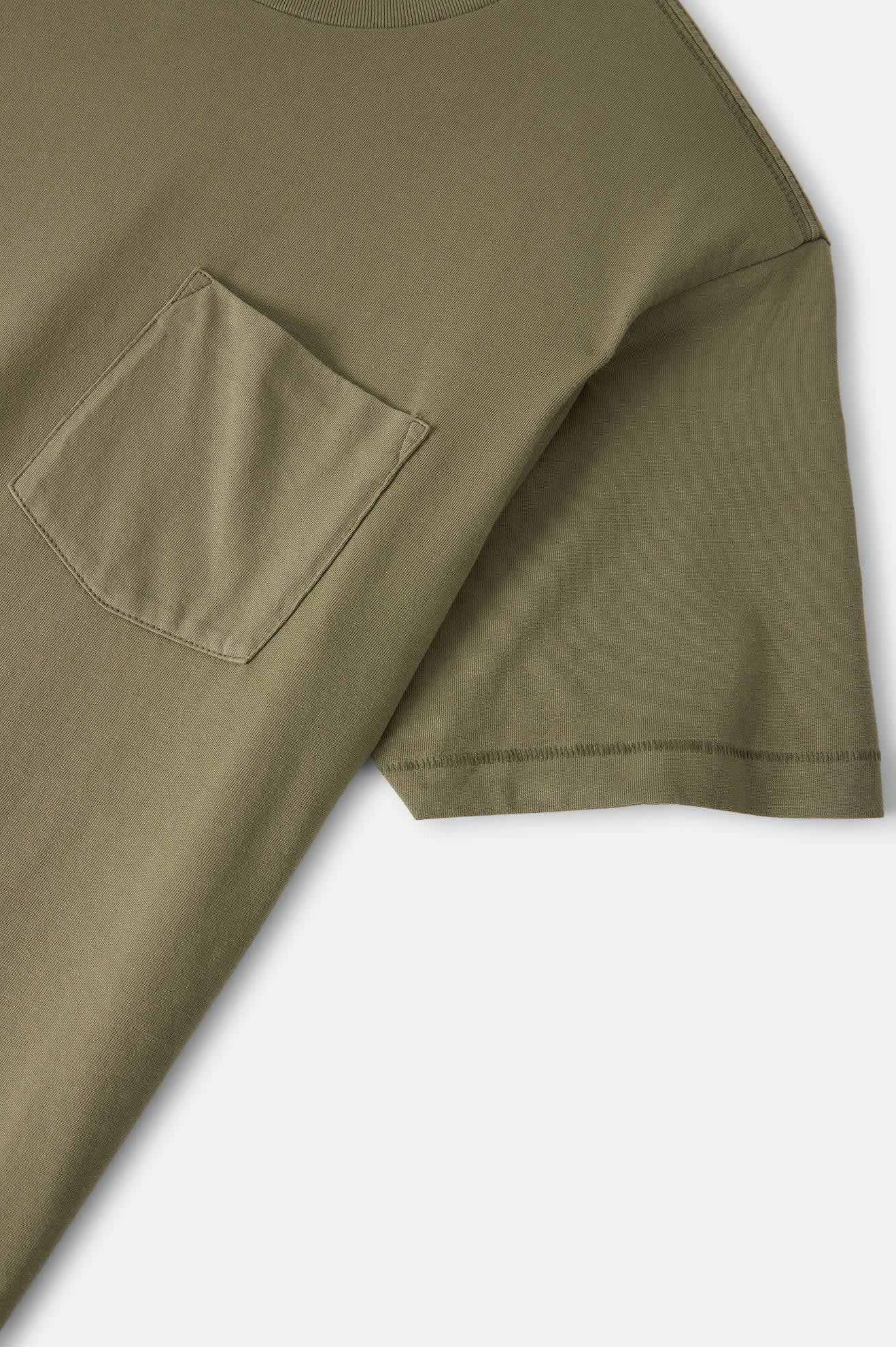Men's Brixton Baseline Pocket T-Shirt in the color Olive Surplus Vintage Wash - Additional Laydown image
