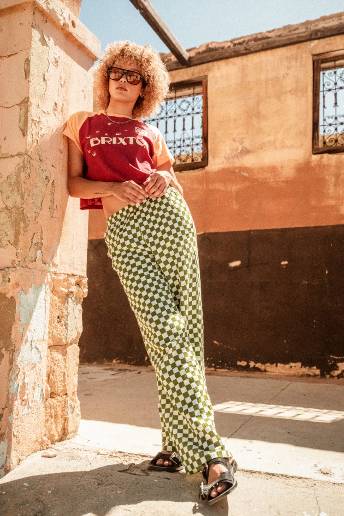 Women's Swallow Sky Cropped Raglan in the color Robust Red/Peach Cobbler - Women's Lifestyle image