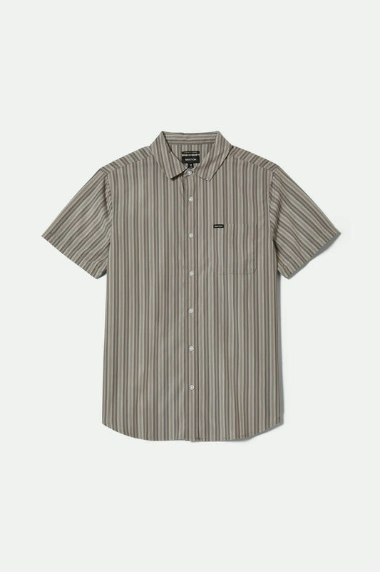Men's Charter Stripe S/S Shirt in the color Charcoal/Grey - Front Product View