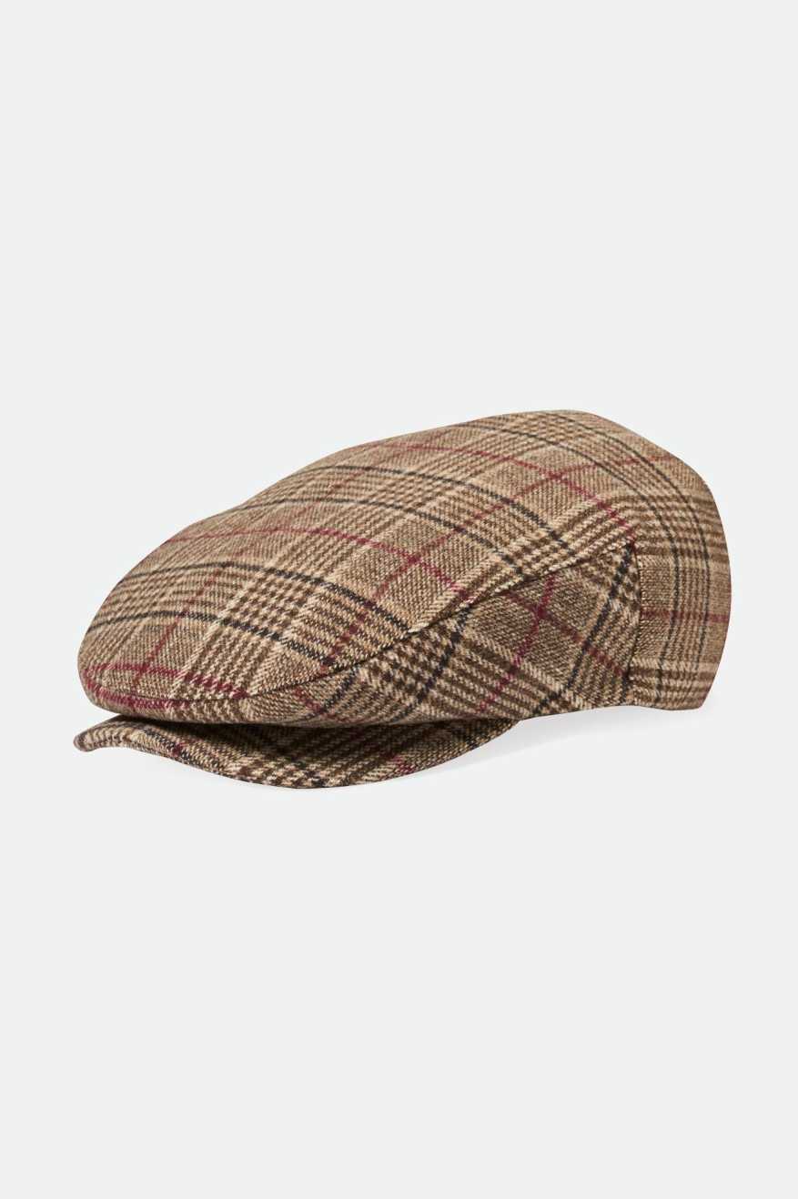 Unisex 20th Anniversary Hooligan Flat Cap in Brown Plaid Brixton