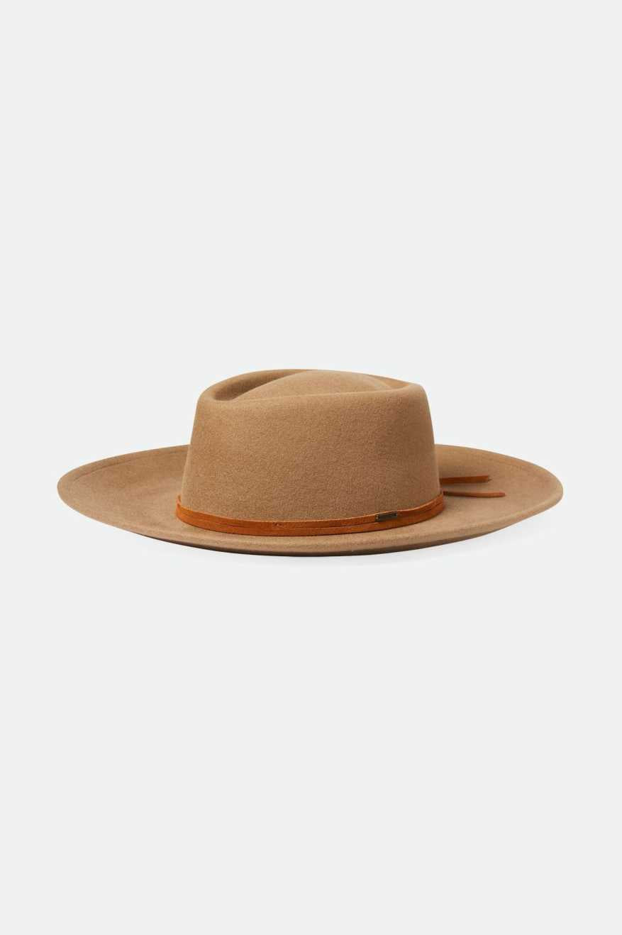 Brixton Brenton Convertabrim Fedora Hat in Tobacco Brown Size Medium