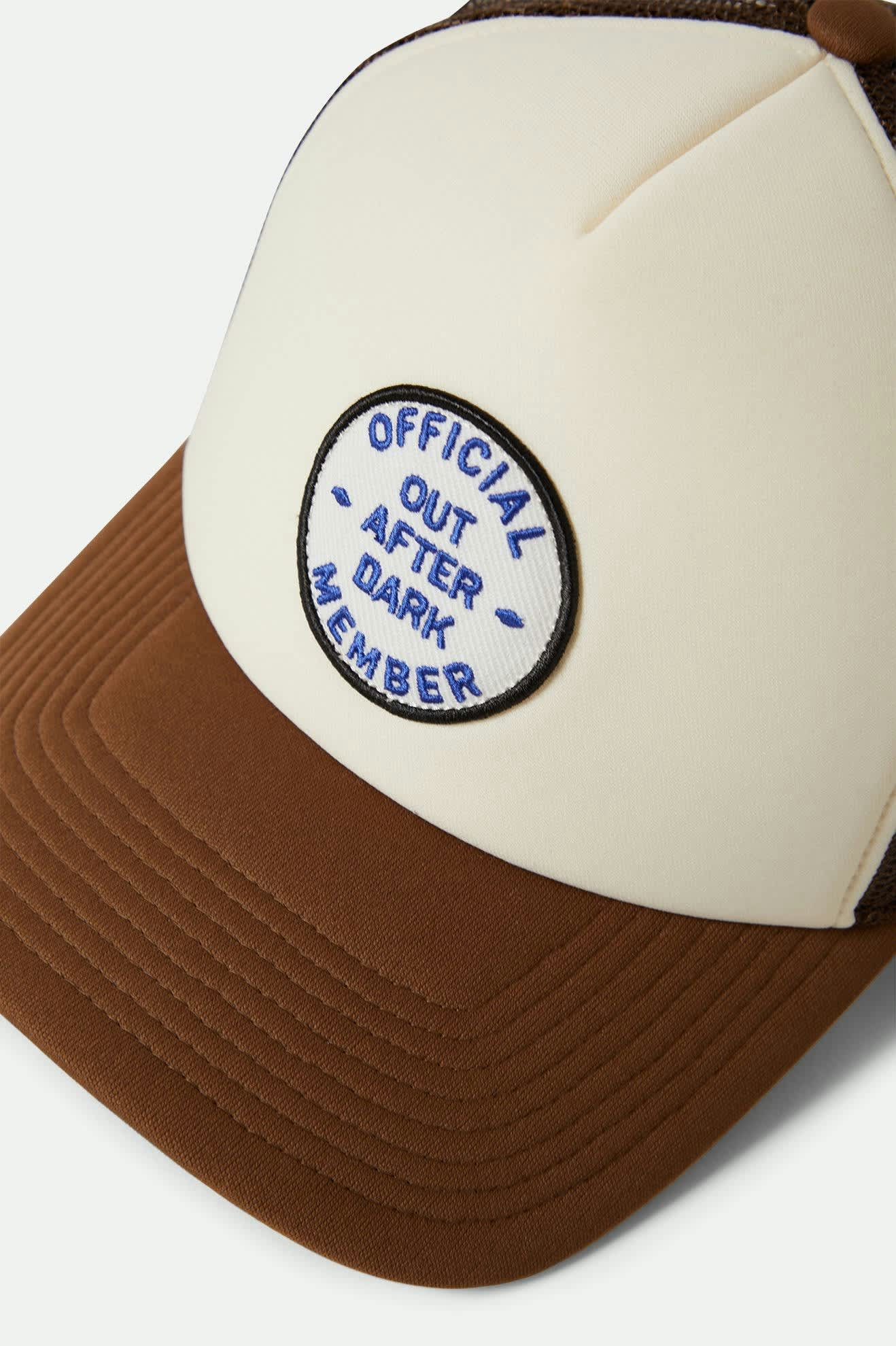 Women's Out After Dark Netplus Trucker Hat in the color Pinecone Brown/Whitecap - Additional Laydown image