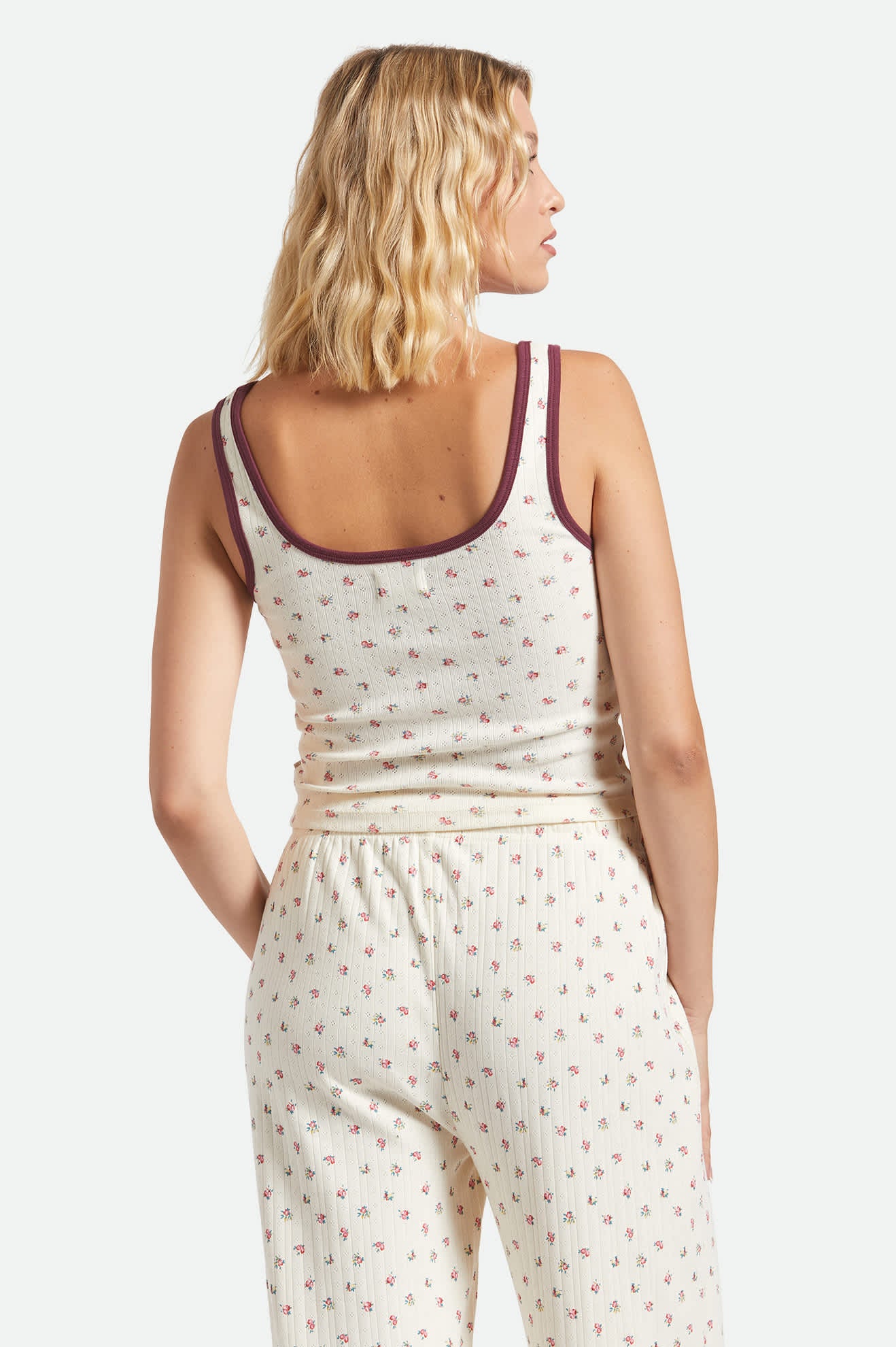 Women's Off Duty A-Tank in the color Floral Pointelle - Women's Back View