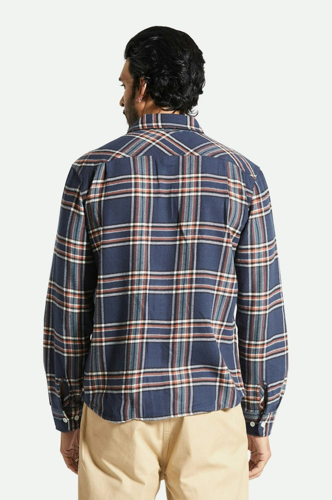 Brixton Bowery L/S Flannel - Washed Navy/Off White/Terracotta