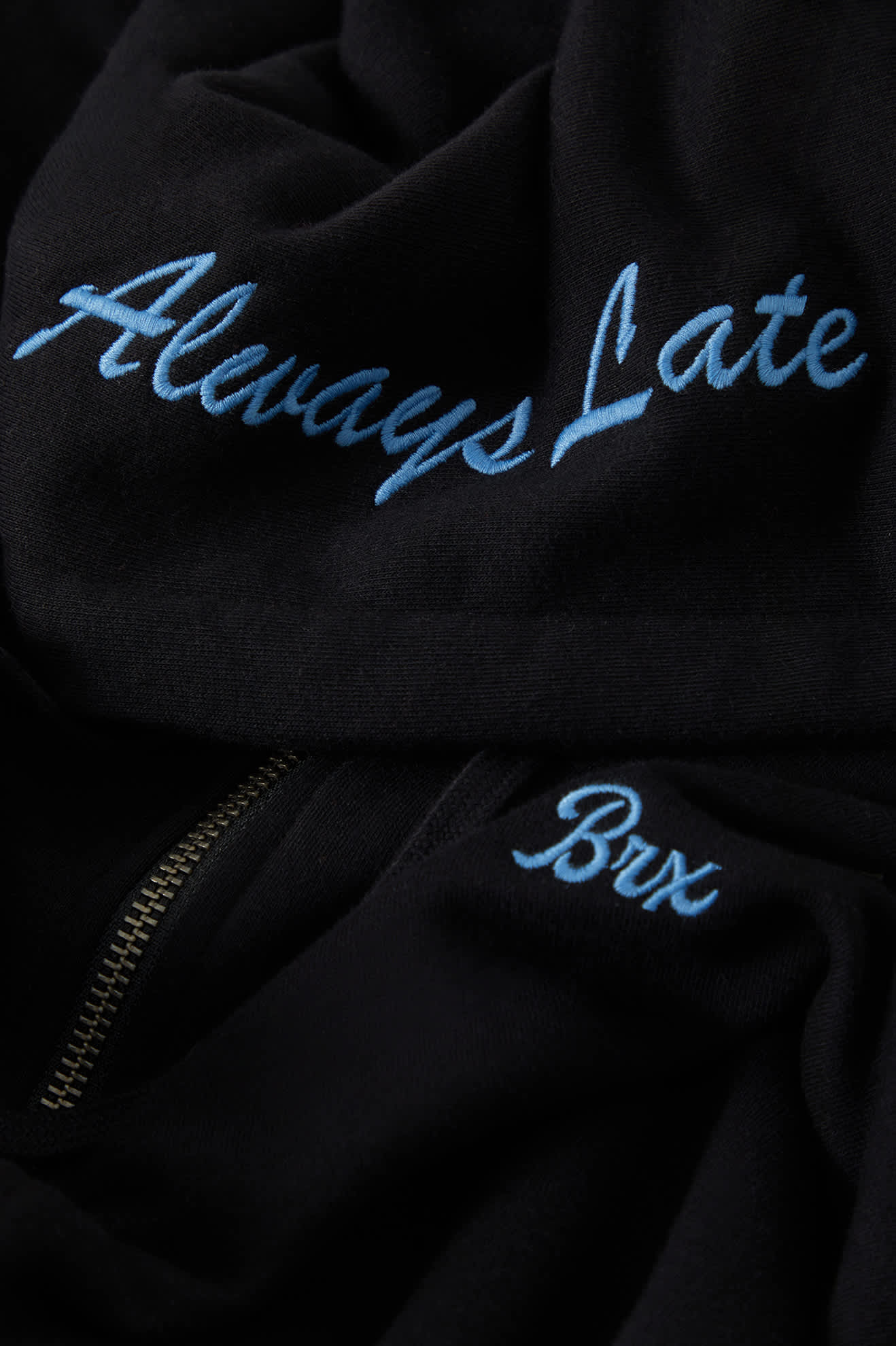 Women's Always Late Full Zip Hoodie in the color Black - Additional Laydown image