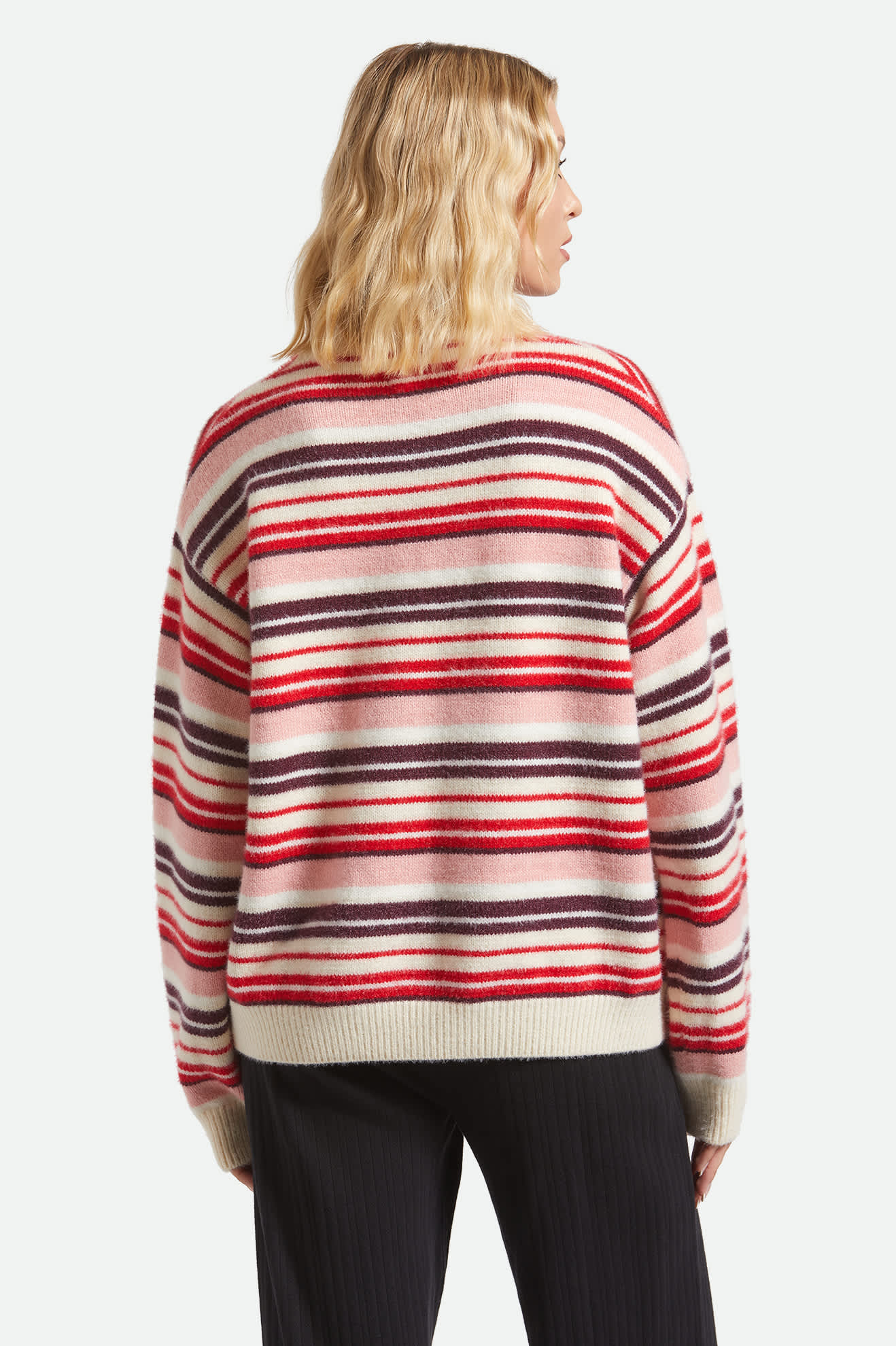 Women's Cozy Crew Sweater in the color Multi Stripe - Women's Side View