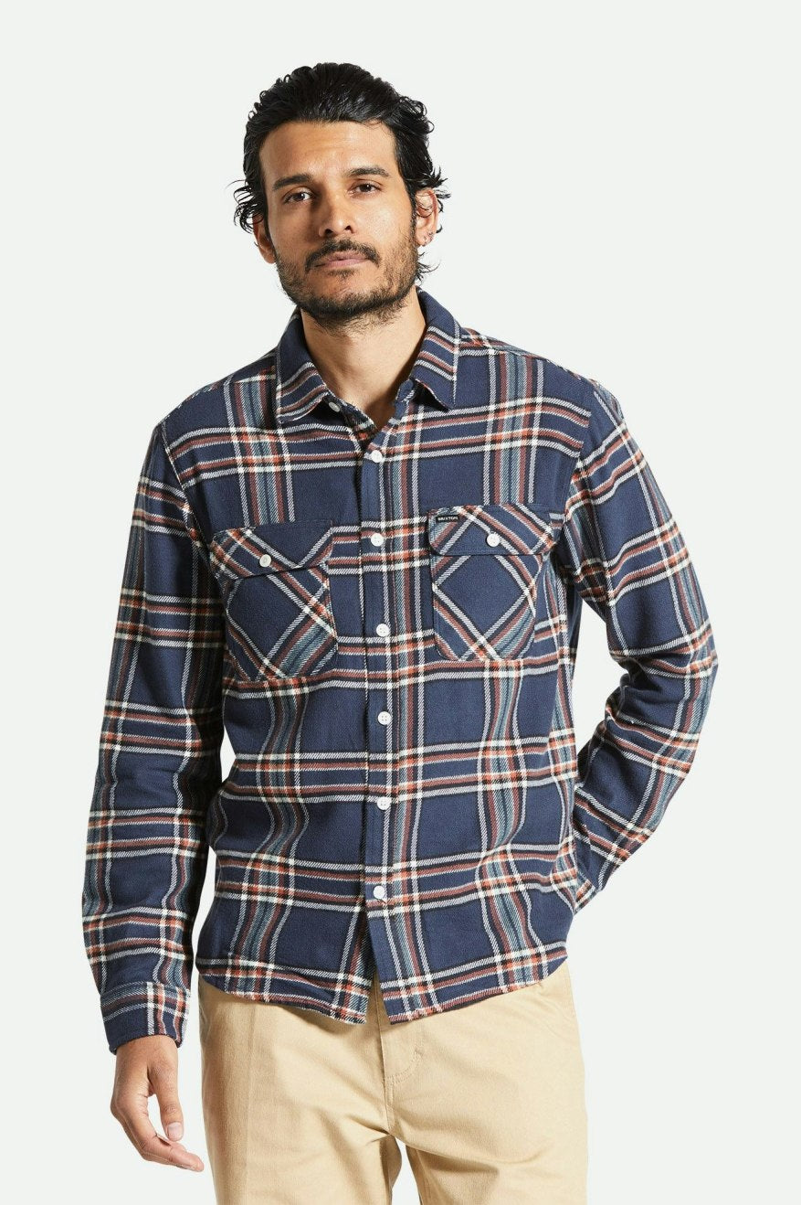 Bowery L/S Flannel - Washed Navy/Off White/Terracotta