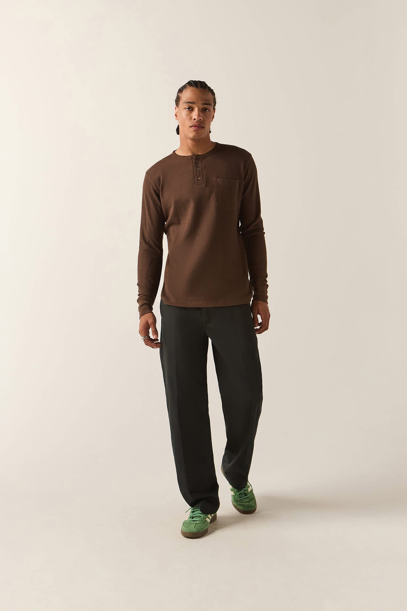 Men's Baseline Waffle Knit Top in the color Walnut Brown - Men's Front View