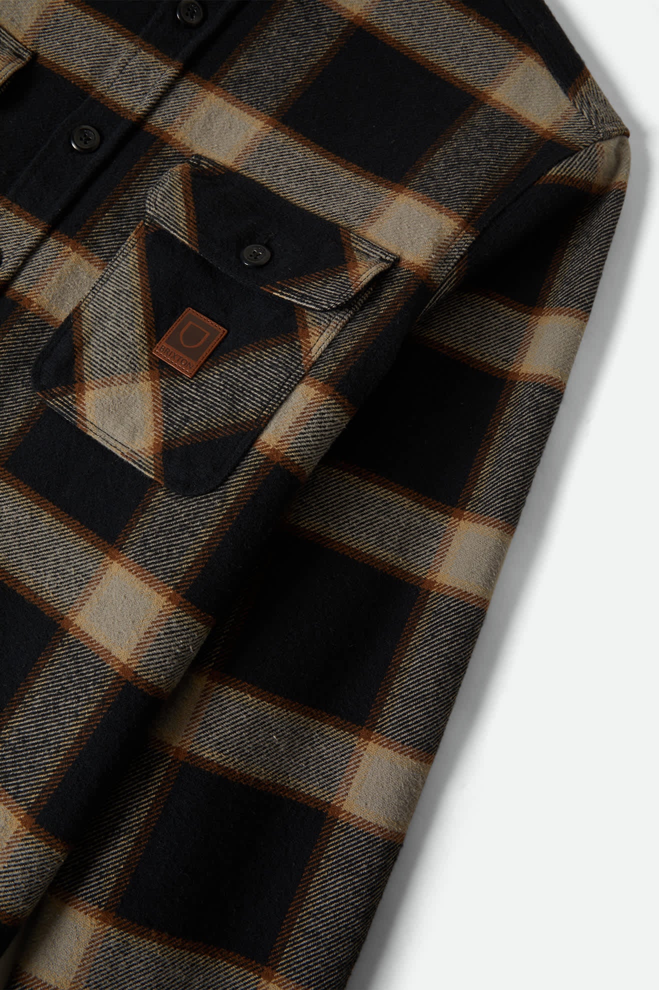 Men's Bowery Heavyweight Flannel in the color Black/Cream - Additional Laydown image